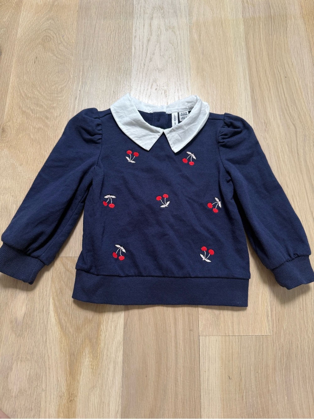 Janie and Jack - NWOT 🍒 Navy Cherry Collar Long-Sleeve Top for baby